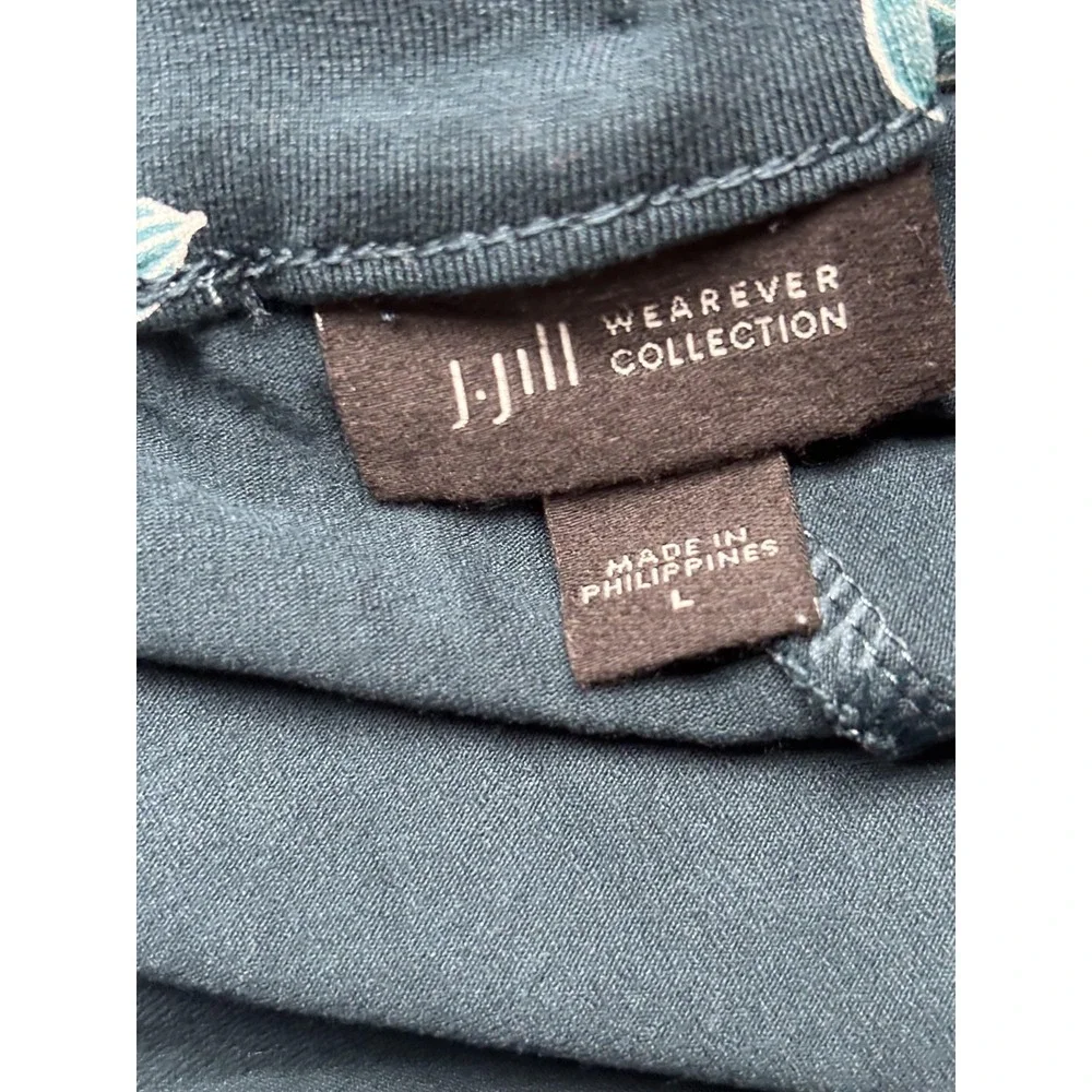 J Jill Wearever Shorts Womens Large Teal Floral Pull On Wide Leg Rayon Print